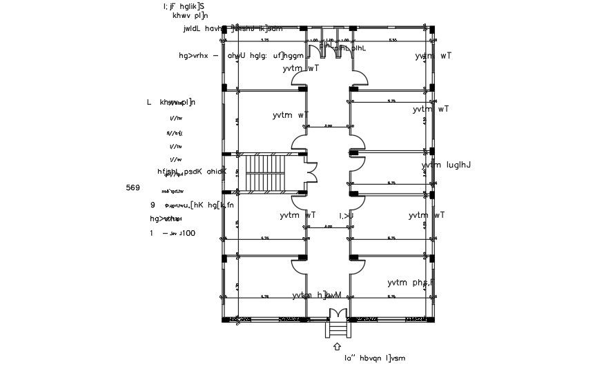Dimension Layout Of 4 BHK House AutoCAD File
