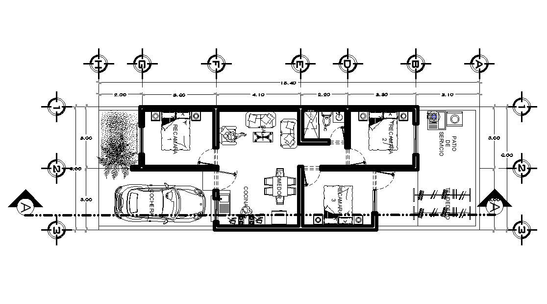 Dimension detail of 6x19m house plan is given in this 2D AutoCAD drawing model.Download now.