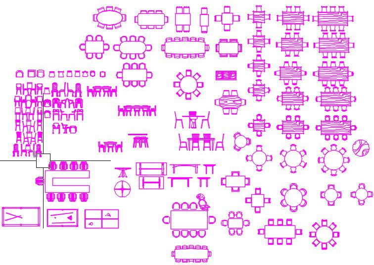 Dining Furniture CAD Blocks for Interior Design Layouts