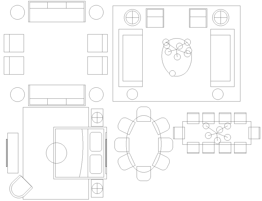 Dining, Bed & Sofa Furniture Design AutoCAD DWG File