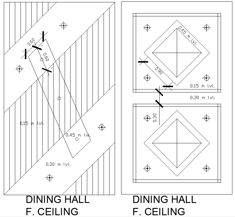 Dining Hall Ceiling Layout Design AutoCAD DWG File