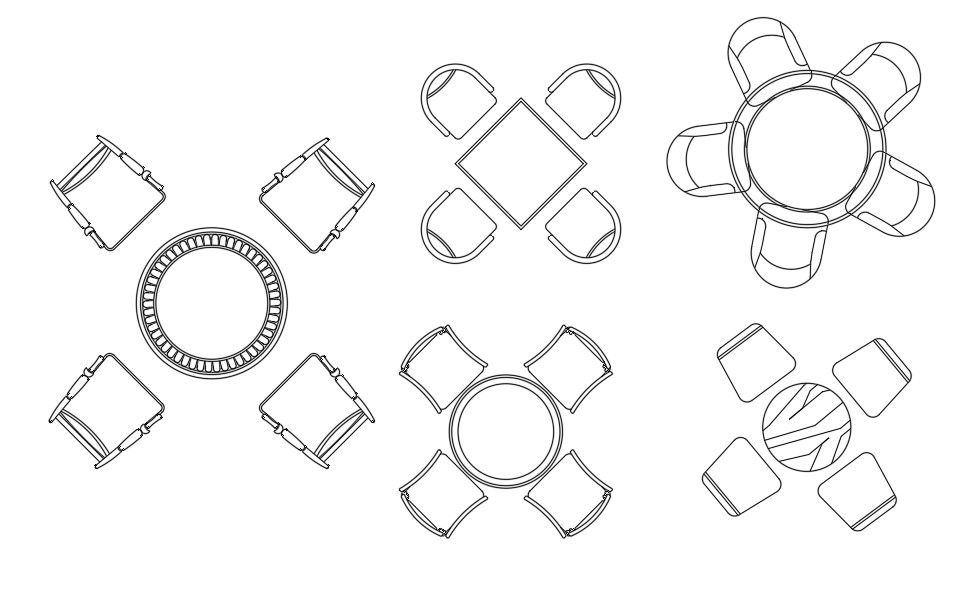 2D AutoCAD Drawing of Dining Table Furniture DWG File