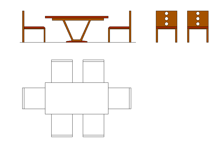 Dining Table AutoCAD Drawing with Plan and Elevation