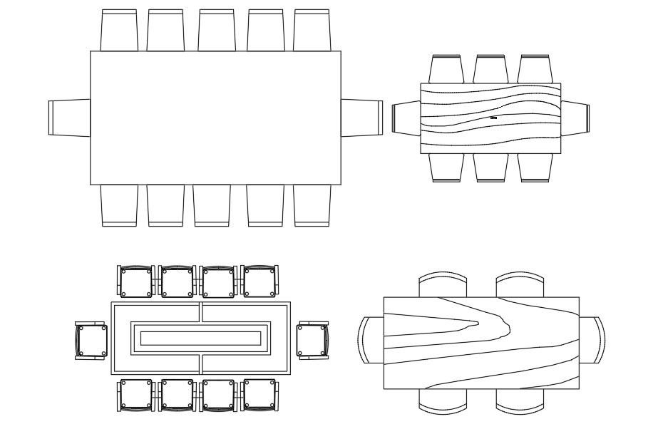 Dining Table Top View Plan CAD Blocks in DWG Drawing
