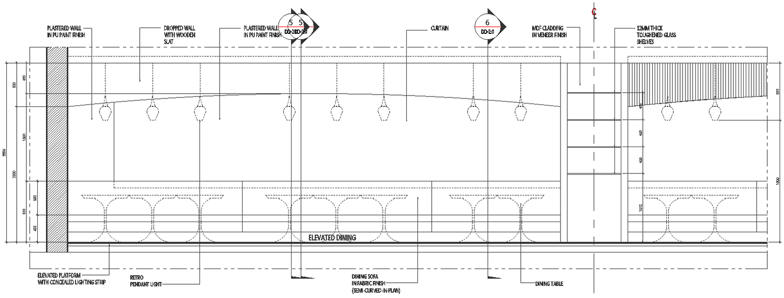 Dinning elevation detail of hotel and bar DWG AutoCAD drawing