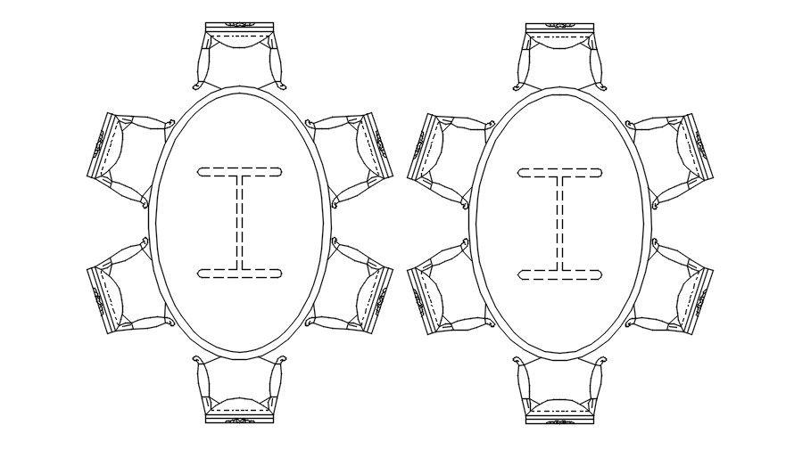 Traditional Dining Table CAD Block DWG for AutoCAD format