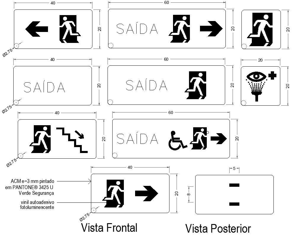 Direction Signs Details AutoCAD DWG Download 