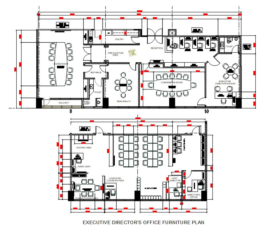 Director Office Furniture Layout Plan DWG AutoCAD for Interior Design