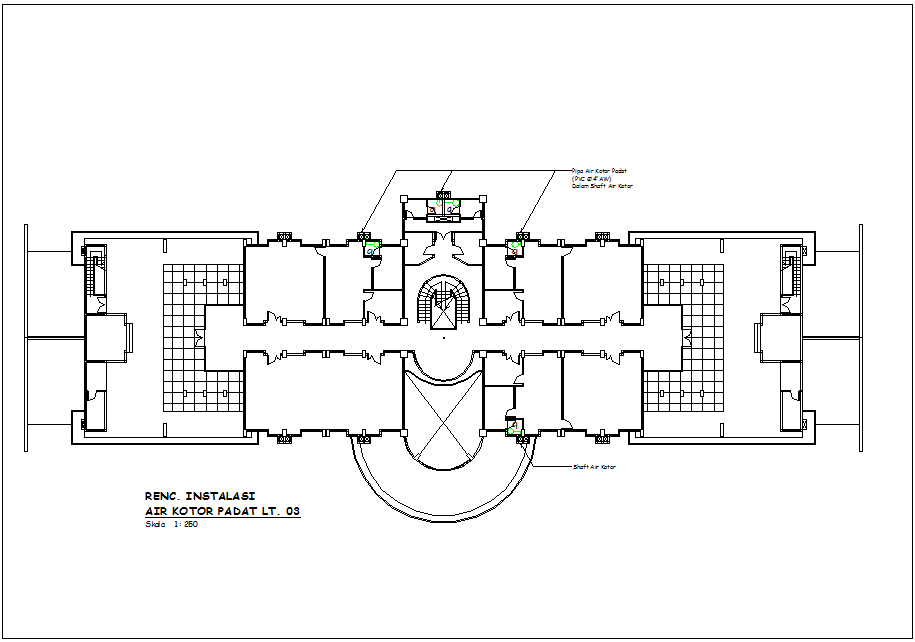 Dirty water PVC pipe with view of 4" water line view for corporate building dwg file