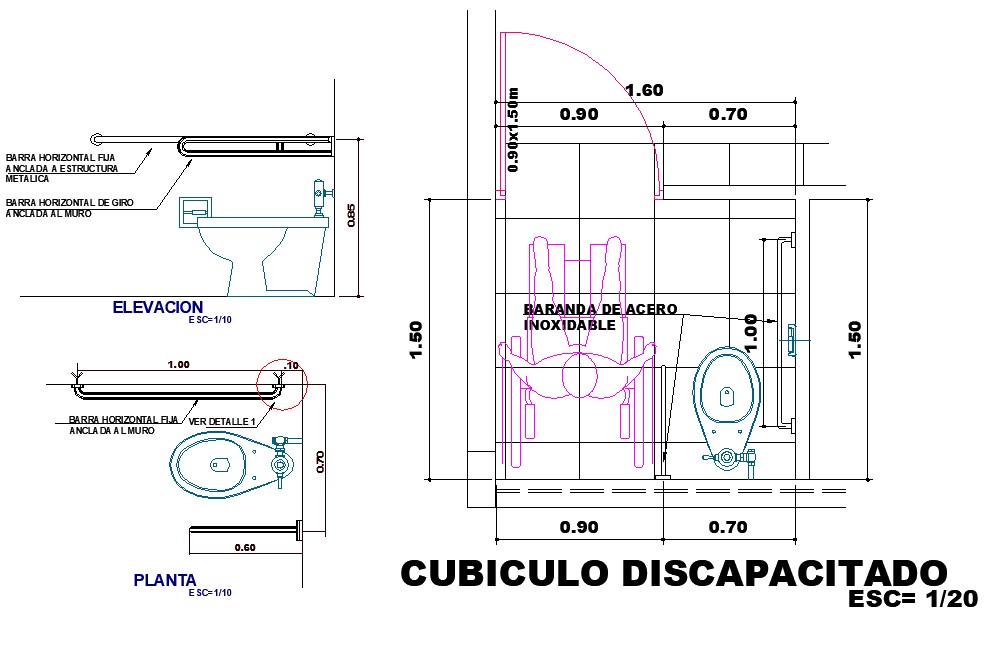 Disabled cubicle plan detail
