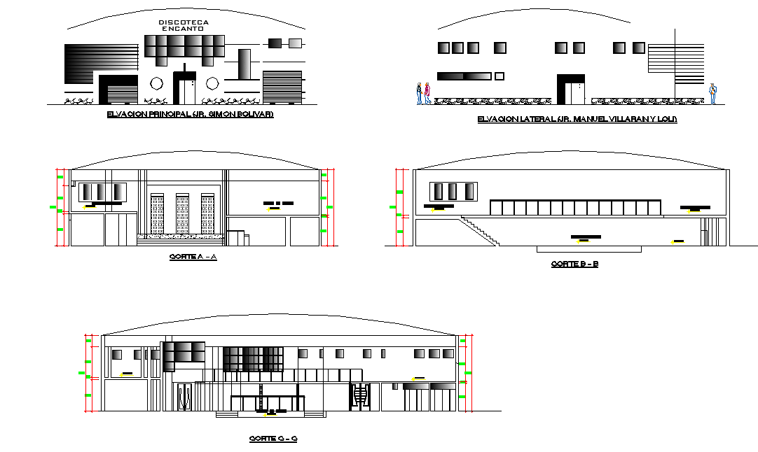 Disco elevation and section autocad file