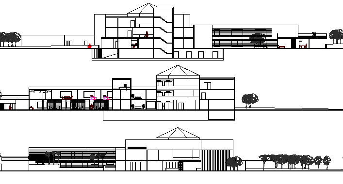 Disease Care Facility Hospital Elevation and Section Details dwg file