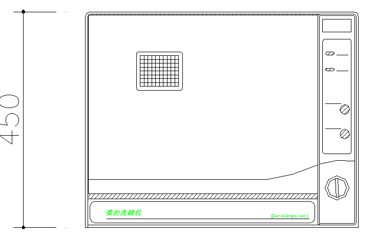 Dish washer front elevation cad block details dwg file