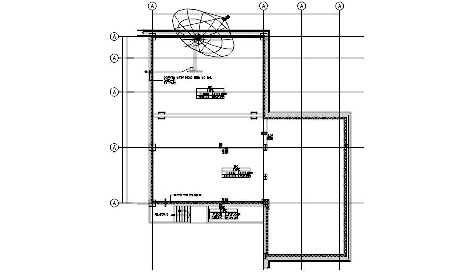 Dish antenna setting section details are given in this AutoCAD DWG drawing. Download the AutoCAD 2D DWG file.