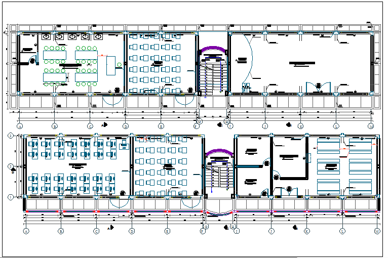 Distribution floor plan of school dwg file