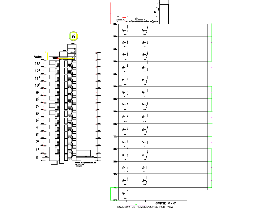 Distribution networks cold water and hot water section plan dwg file