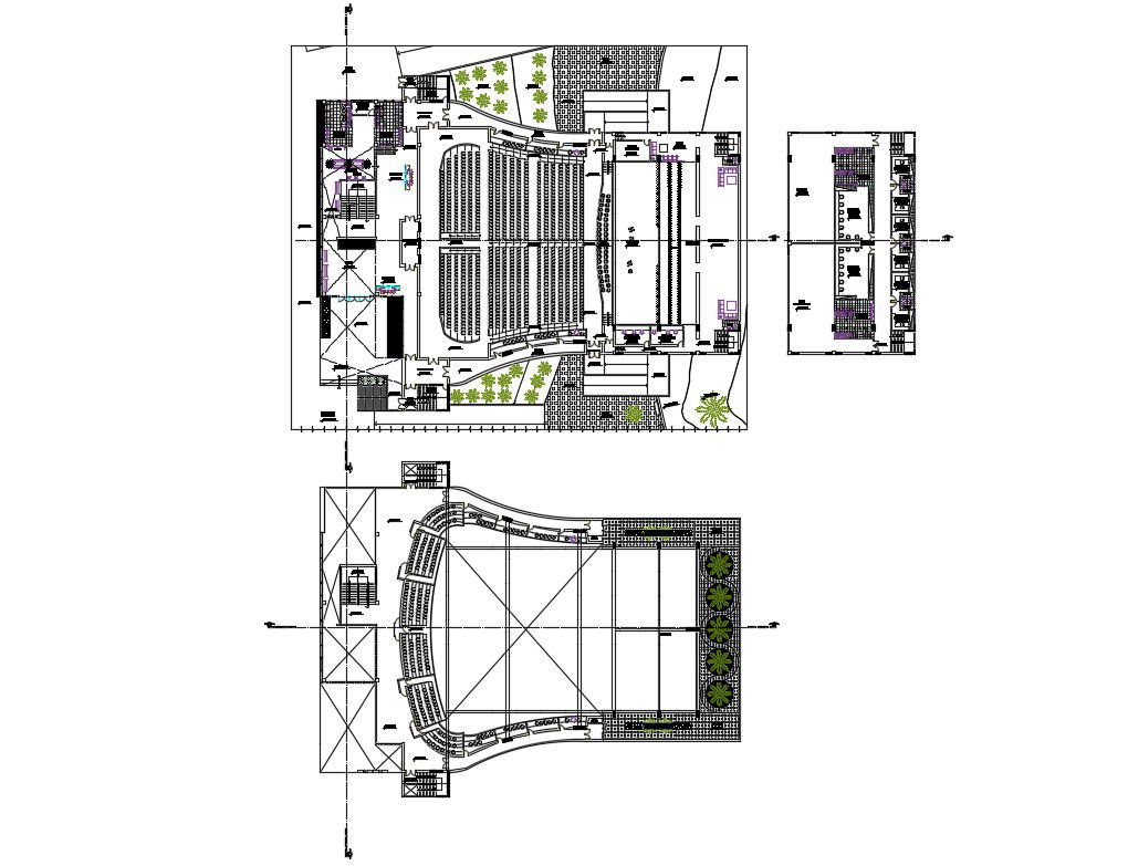 Distribution plan details of culture center dwg file