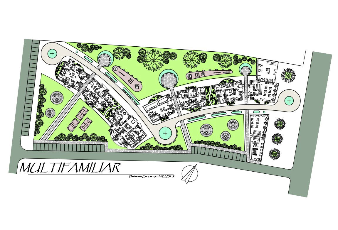 Distribution plan details of multi-family apartment building dwg file