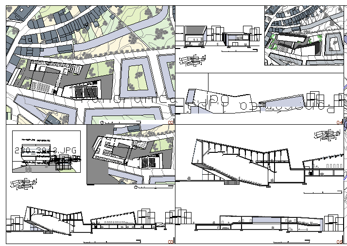 District Art Center Design and Elevation dwg file