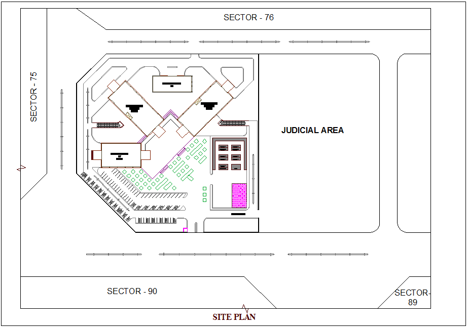 District administration building site plan dwg file 