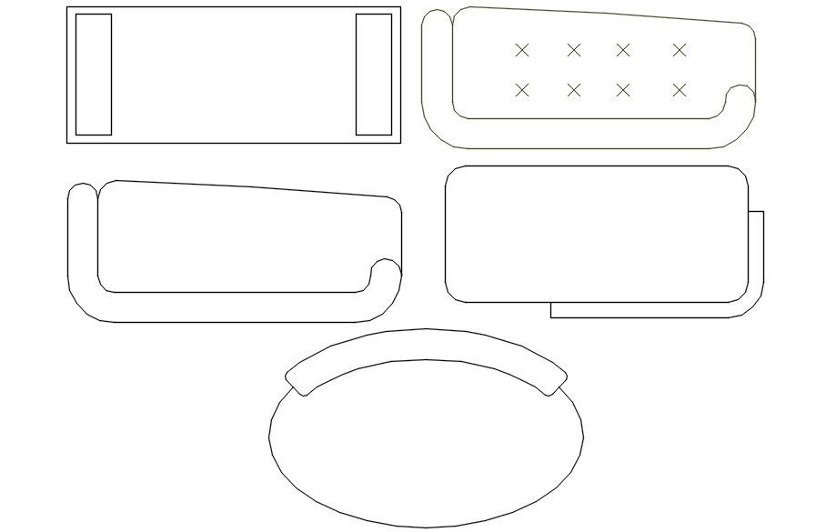 2D Diwan Couch CAD Blocks with Detailed Drawing File