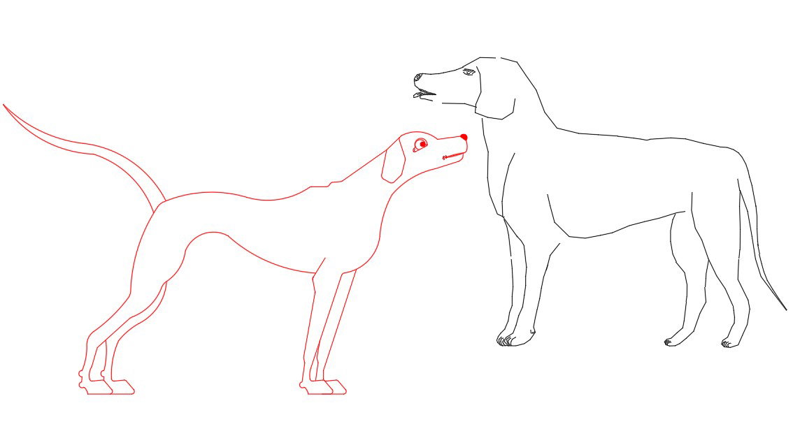 Dog CAD Block Design with Side View Outline Drawing AutoCAD File