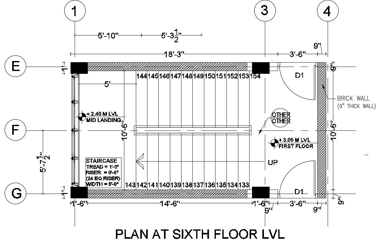 Dog-legged stairs cad drawing is given in this cad file. Download this 2d cad file now.