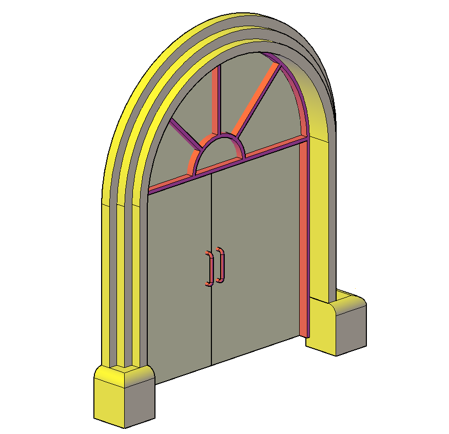Door 3d model CAD structure layout dwg file