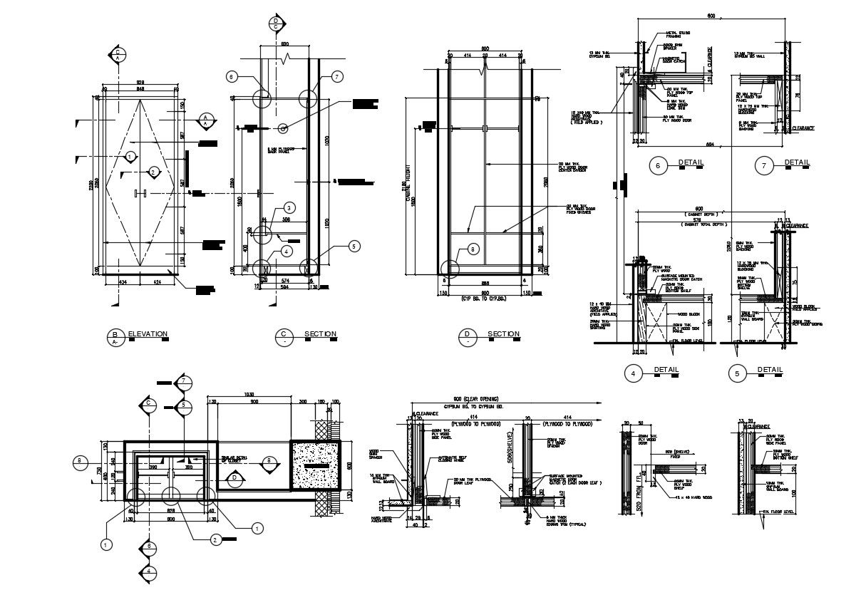 Door Elevation and Section Design AutoCAD File