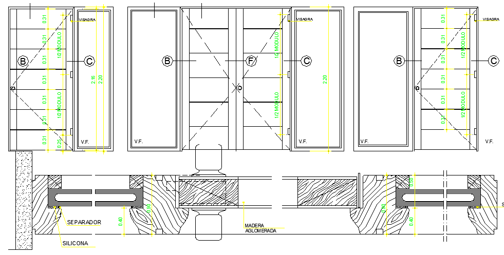 Door Elevation and Section Details dwg file