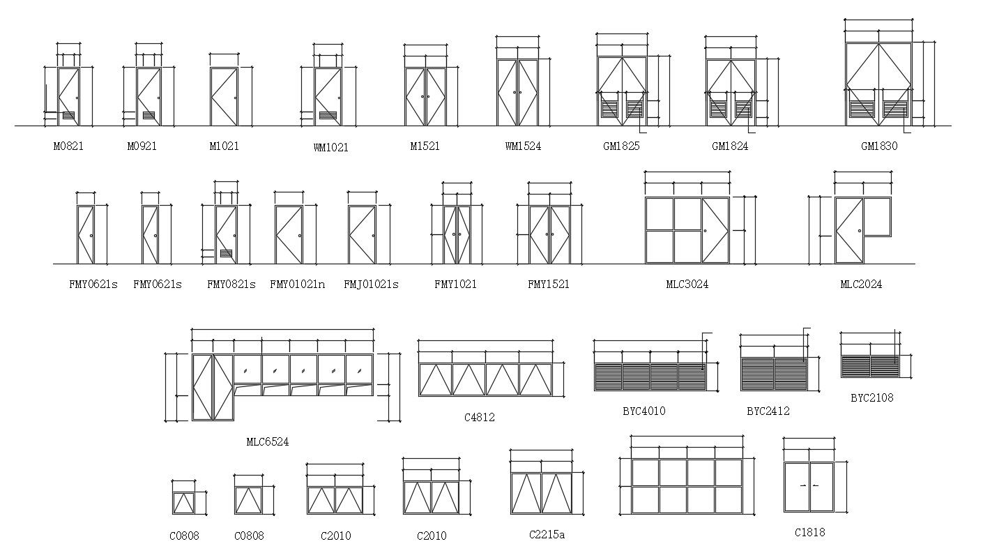 Door and Window Free AutoCAD Blocks Download