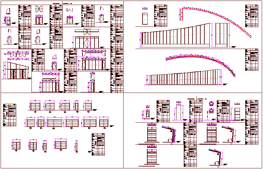 Door and window design view for residential building dwg file