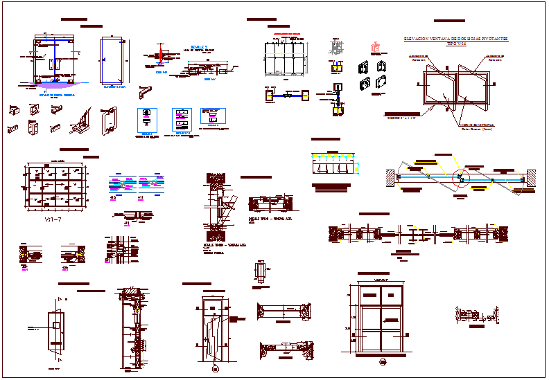 Door and window design view with its part detail dwg file