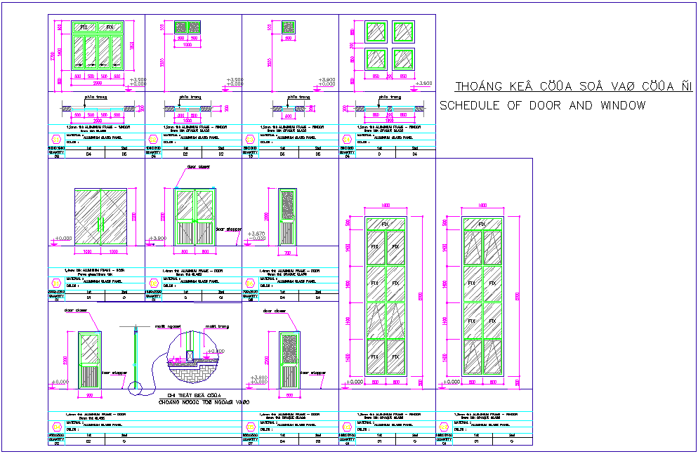 Door and window design with furniture detail for office area dwg file