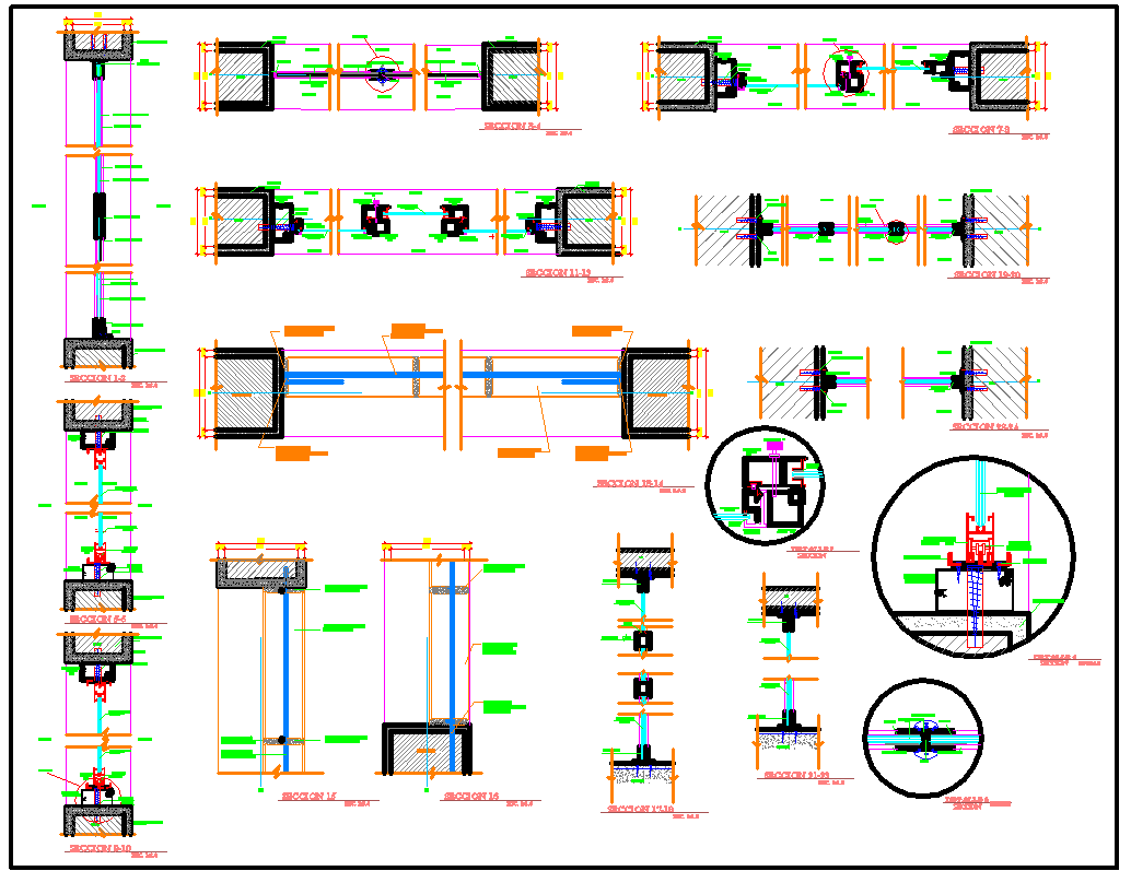 Door and window detail information dwg file