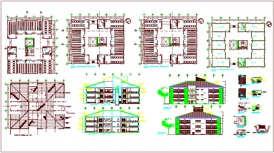 Door and window detail of school class room with plan and elevation dwg file