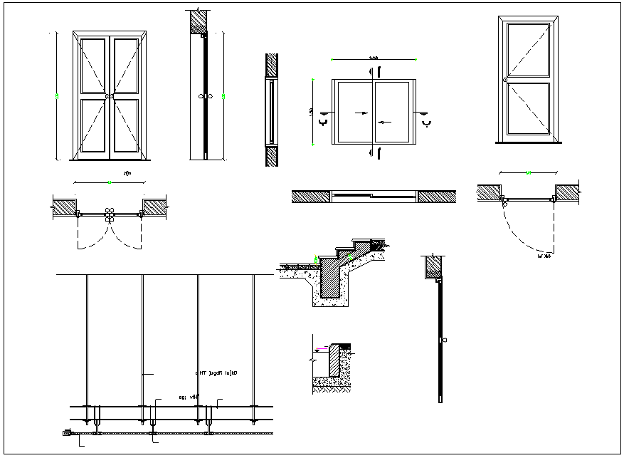 Door and window detail view dwg file