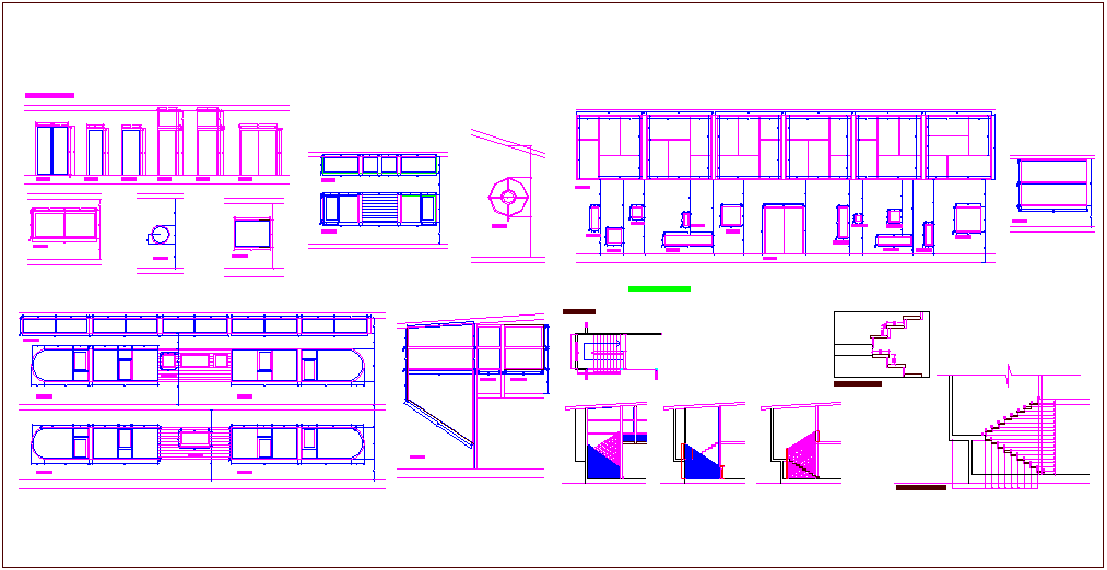 Door and window detail view with door and window view dwg file