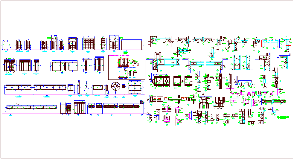 Door and window detail view with its wooden joint detail dwg file