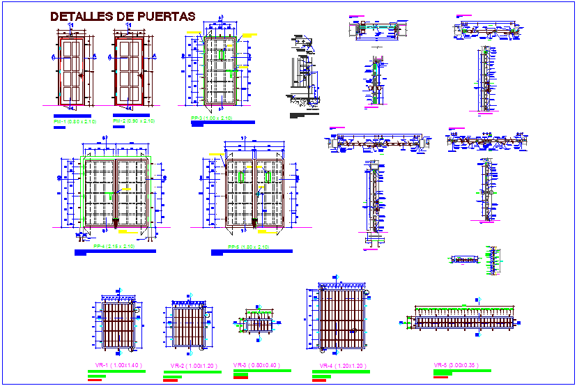 Door and window detail with elevation and section view for clinic dwg file