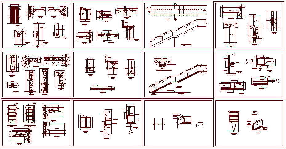 Door and window detail with sectional view and staircase design