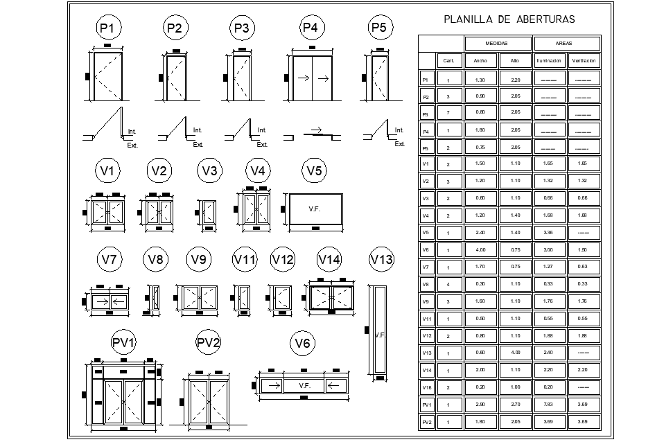 Door and window elevation detail dwg file