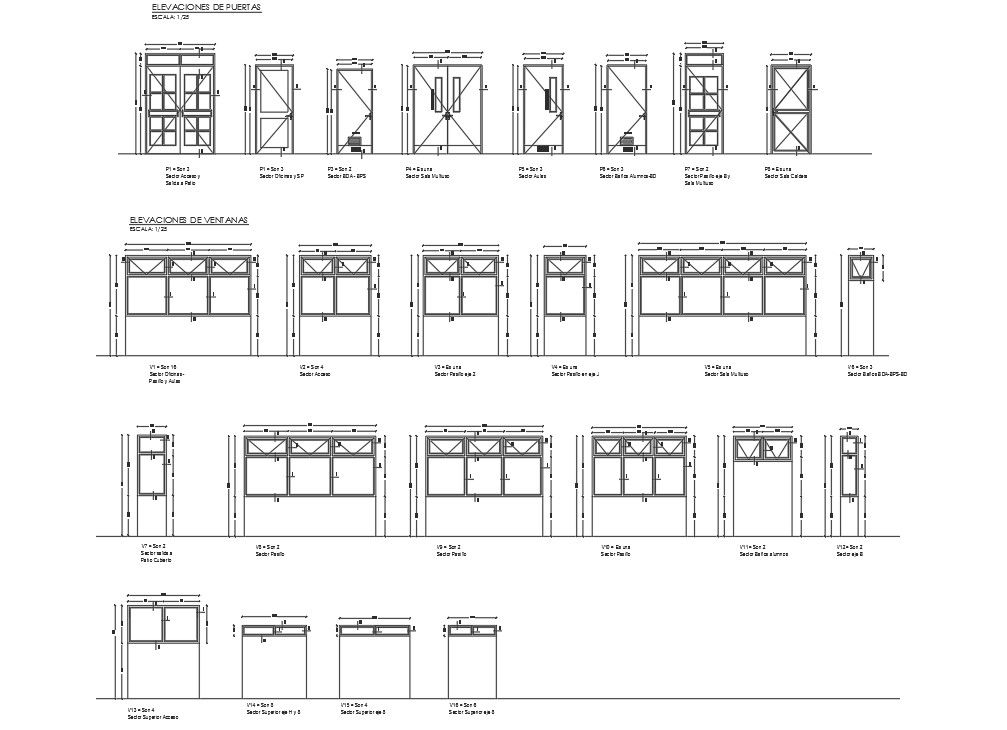 Door and window framing detail dwg file