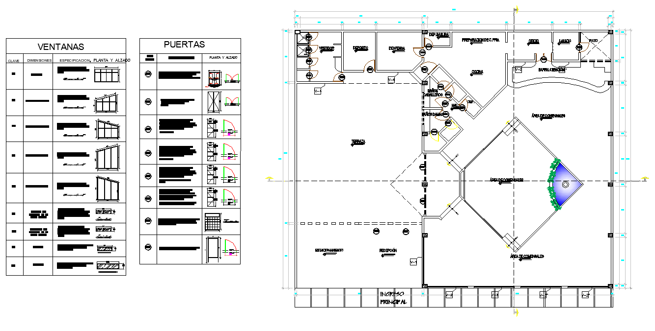 Door and window table detail dwg file