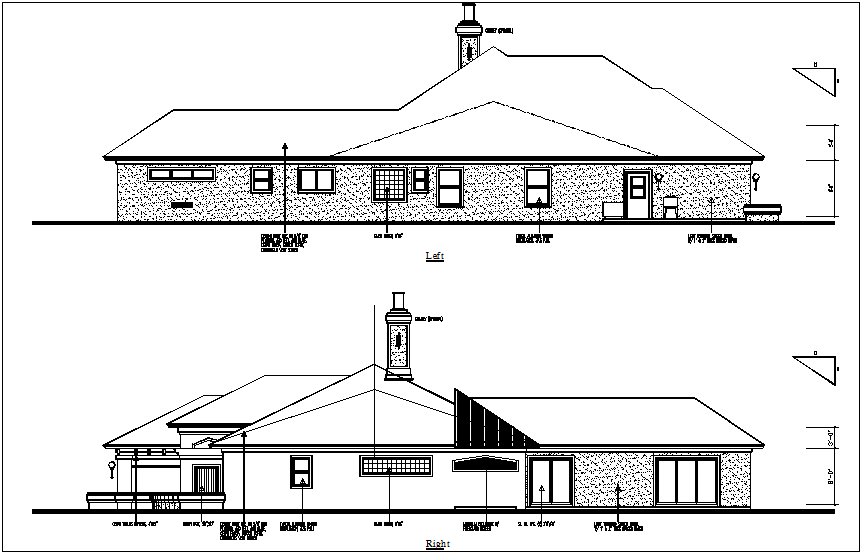 Door and window view in left and right view of house dwg file