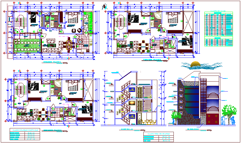 Door and window view with plan and elevation of apartment dwg file