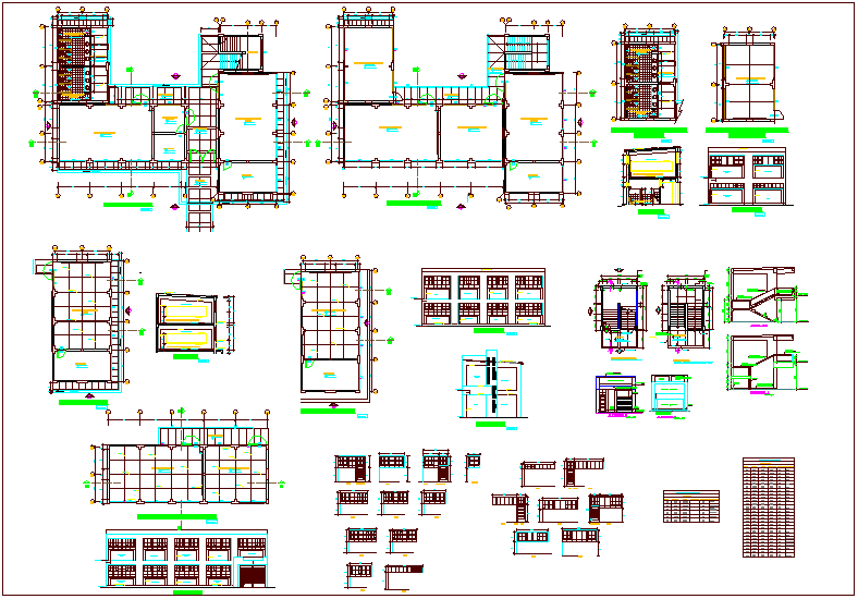 Door and window view with schedule for collage with cosmetology workshop dwg file