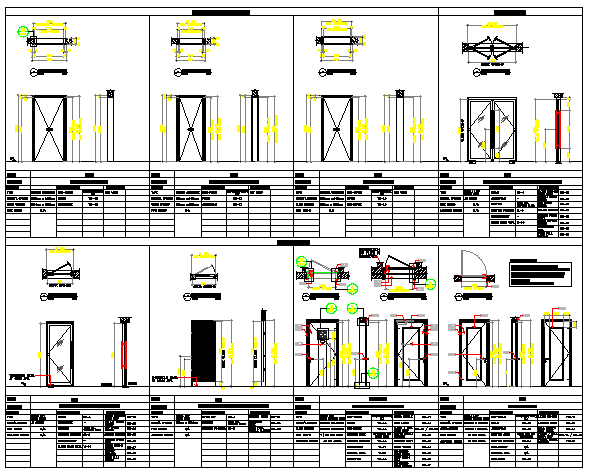 Door and windows installation details of house dwg file