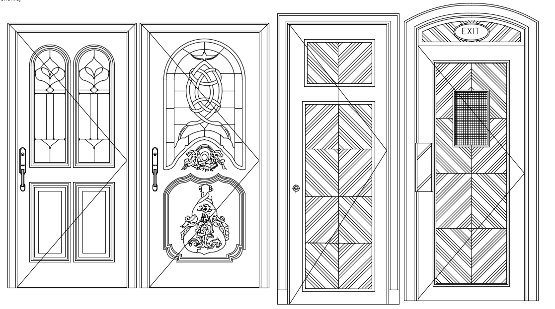 Door design block view dwg file