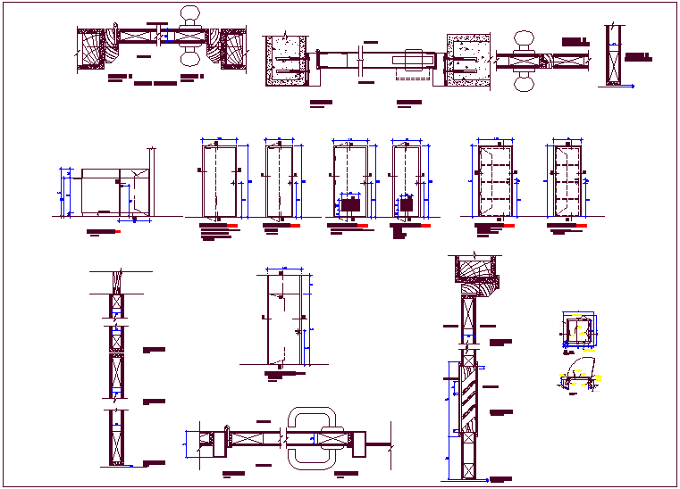Door design with exterior,interior and sectional view dwg file